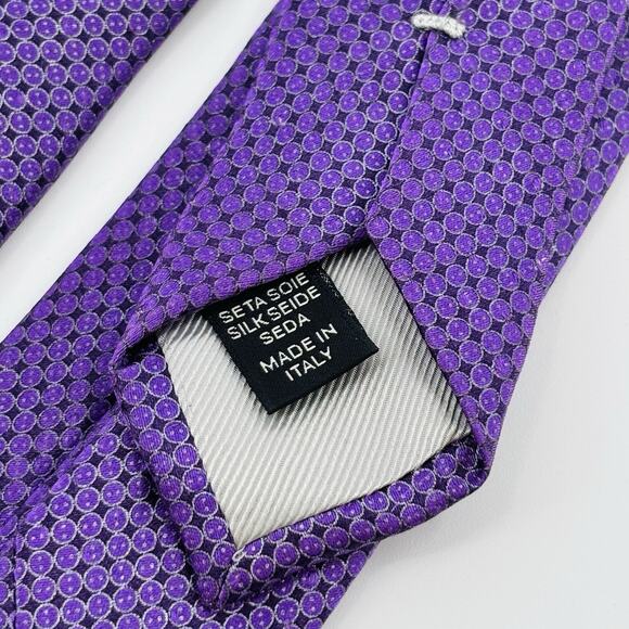 Ermenegildo Zegna Tie Silk Purple Geometric Men’s Luxury Italy - Picture 3 of 3